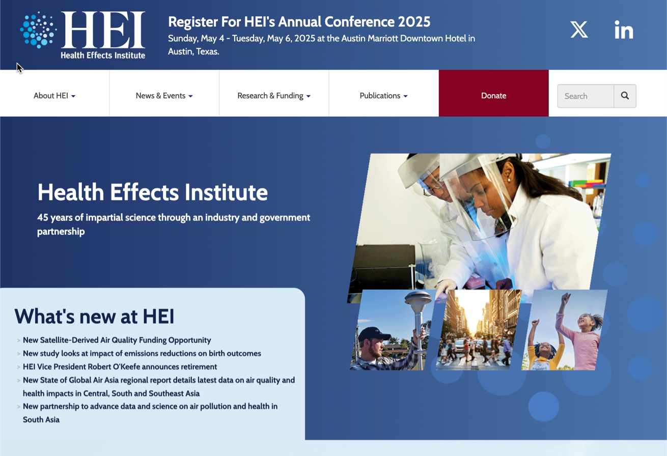 HEI website home page screen shot